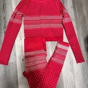 Fabletics Red Long Sleeve Top and Leggings Set